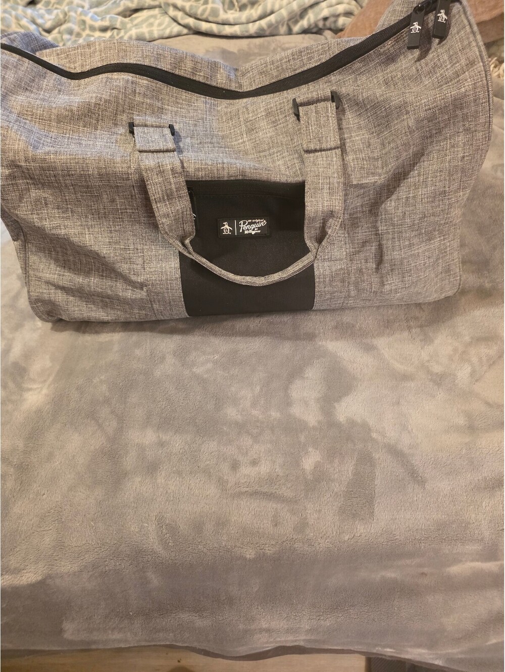 Original Penguin Gray Duffel Bag with Side Pocket